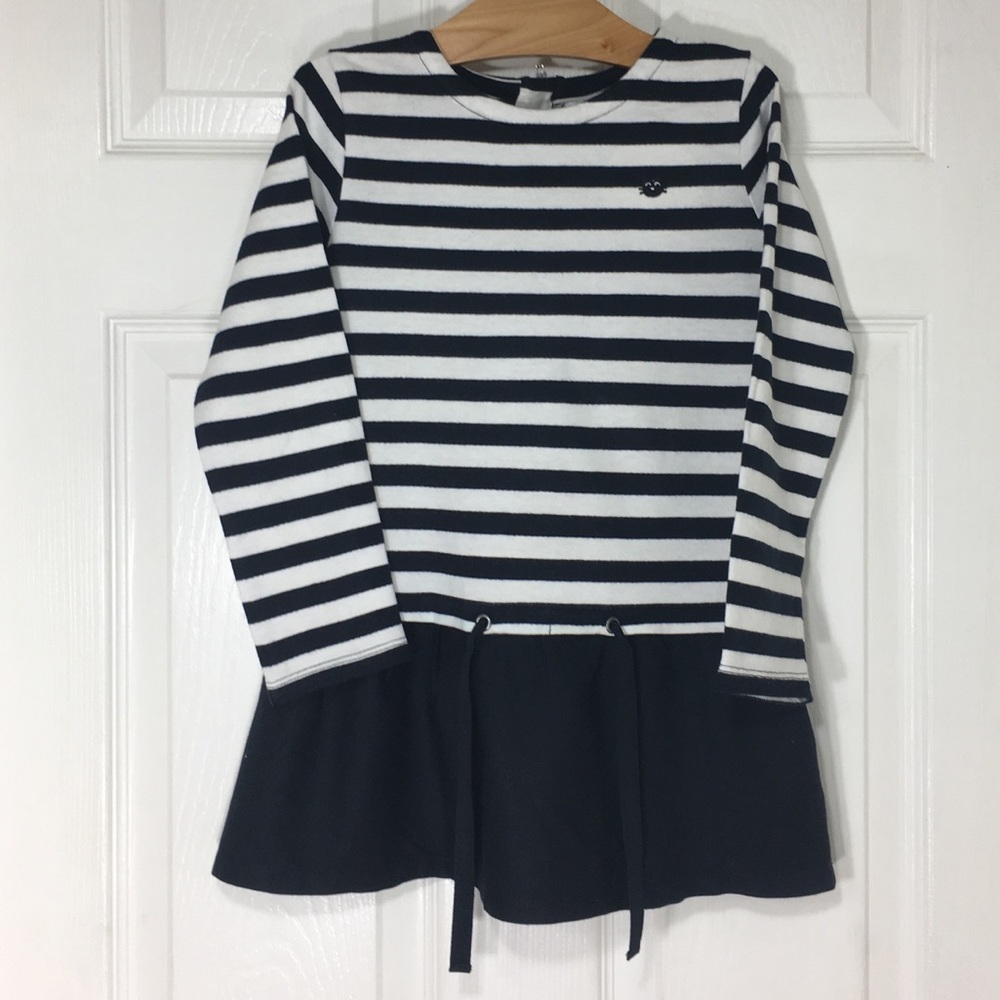 Stripe Long Sleeve Top Ruffle Detail